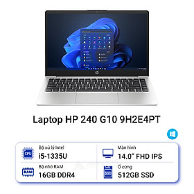 Laptop HP ProBook 440 G10 9H8U4PT (i5 1335U/ 8GB/ 512GB SSD/14 inch FHD/Win11/ Silver/ Vỏ nhôm) - HÀNG CHÍNH HÃNG