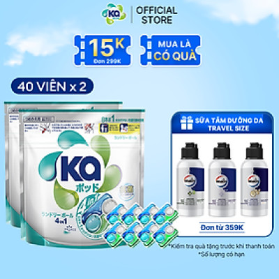 Combo 2 Túi Viên Giặt Xả Đa Năng 4 Trong 1 KA Universal (40 Viên/ Túi)