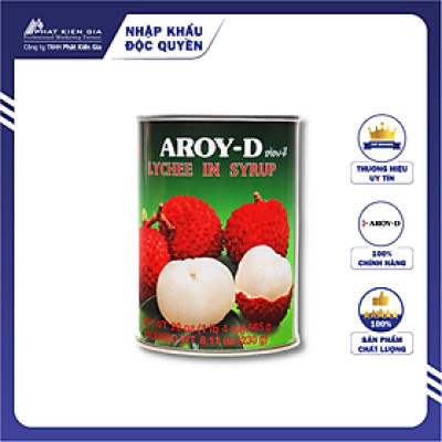 Trái Vải Ngâm Đường Aroy-D 565g - Nhập Khẩu Thái Lan | Aroy-D Lychee in Syrup 565g
