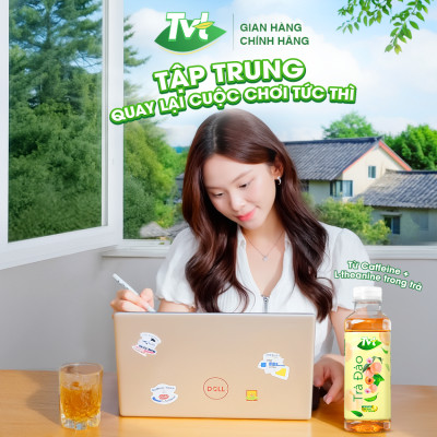 [Thùng 24 chai 450ml] Trà Đào TVT tinh chất trà xanh, trà đen, chống oxy hóa, thanh nhiệt giải phóng độc tố cơ thể