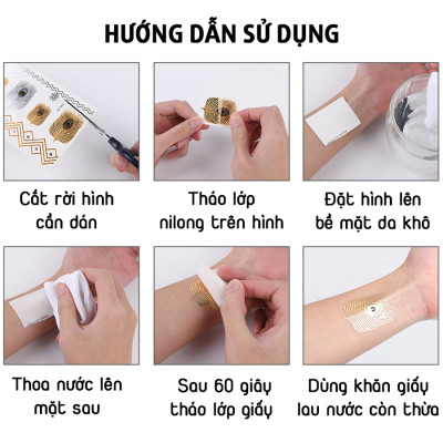 Xăm henna tạm thời ánh nhũ, miếng dán ánh kim cổ tay, vòng chân, cánh tay tha thu Legaxi