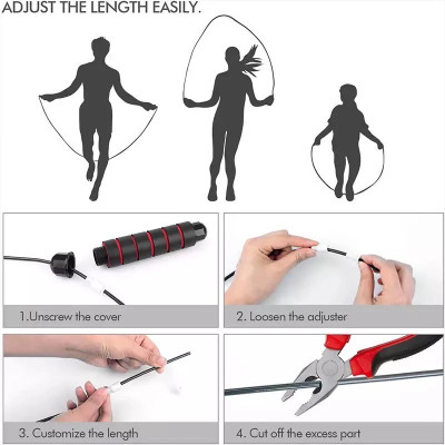 Dây Nhảy Lõi Thép Độ Dài 2.7 Mét, Tay Cầm Có Tạ và Không Tạ - Tập Thể Dục Thể Thao Giảm Cân Hiệu Quả