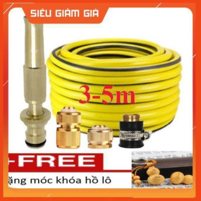 Bộ dây vòi xịt nước rửa xe,tưới cây .tăng áp 3 lần,loại 3m, 5m 206587 đầu đồng,cút đồng,nối đồng+tặng móc khoá