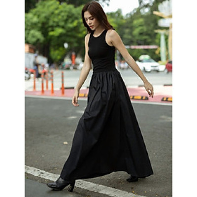 Đầm đen maxi ba lỗ NGADO , đầm nữ , Đầm thiết kế , váy thiết kế