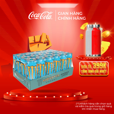 Lốc 24 Lon Nước Tăng Lực Giải Khát Monster Energy Mango Loco Vị Xoài 355ml/Lon_TK