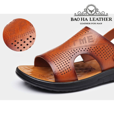 Dép da nam quai ngang đục lỗ thoáng khí BHD888