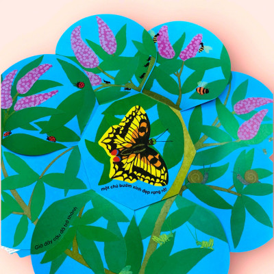 Sách cho bé - Vòng Đời Kỳ Diệu - Sâu Nhỏ Hoá Bướm - Sách tranh, lật mở bông hoa - Khám phá tự nhiên