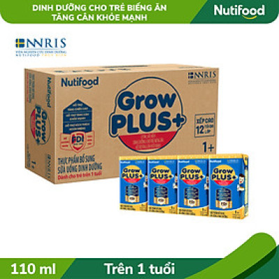 Thùng Sữa bột pha sẵn GrowPLUS+ Biếng ăn (XANH) cho trẻ tăng cân khoẻ mạnh 1+ (48 hộp x 110ml)