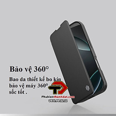 Bao da chống sốc cho iPhone 16 Pro Max, iPhone 16 Pro chính hãng Nillkin Qin Prop Leather có ngăn cài thẻ - Hàng nhập khẩu