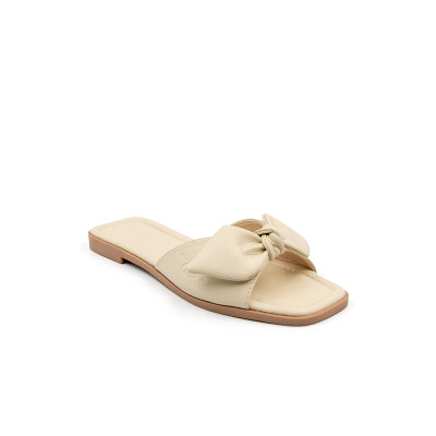 Dép Quai Thắt Nơ Da Micro Tomoyo TMW31909