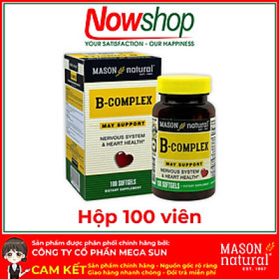 B-Complex Mason Natural Hộp 100 viên bổ sung năng lượng giảm mệt mỏi căng thẳng tăng sức đề kháng