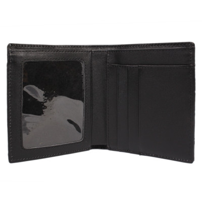 HC2784 - Bóp nam Huy Hoàng da cá sấu gai kiểu đứng màu đen