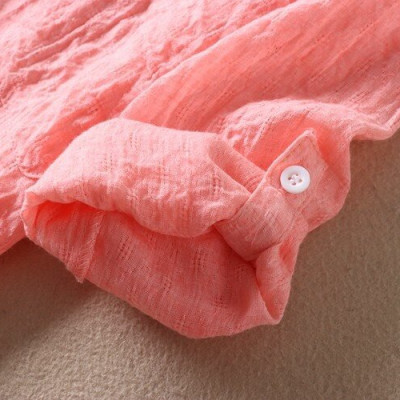 Áo sơ mi nữ chất đũi mát cổ tàu 2 túi S99