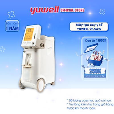 Máy Tạo Oxy Y Tế 93% Yuwell 9F-5AW - Hỗ Trợ Bệnh Nhân Suy tim, Suy phổi, Rối loạn hô hấp - Bảo Hành 1 Năm