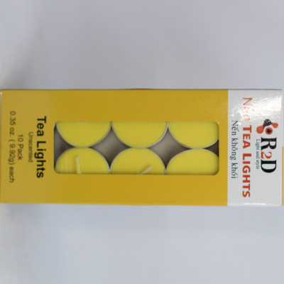 Nến tealight 10 viên không khói không mùi R2D màu vàng dùng cho đèn xông tinh dầu