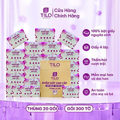 Khăn giấy rút bàn TiLo 300 tờ 4 lớp dai mềm mịn, an toàn, siêu tiện lợi, siêu tiết kiệm