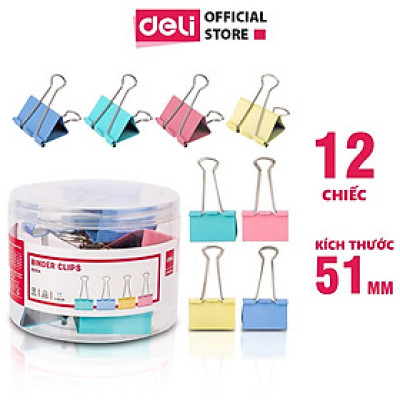 Kẹp Bướm Màu 51Mm Deli - 12 Cái/ Hộp - E8551A