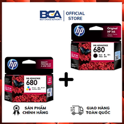 Combo bộ Mực in HP 680 (1 hộp đen F6V27AA + 1 hộp màu F6V26AA) dùng cho HP 1115/3775/1118 / 2138 / 3635 / 3636 / 3638 - Hàng chính hãng