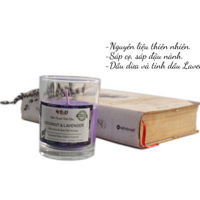 Nến Thơm, Tinh Dầu Coconut-Lavender, Nến Thư Giãn [Ly 300g], Đến Từ Shop R2D, Thành Phần Tự Nhiên, Lành Tính.
