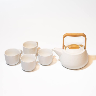 TRÀ VIỆT Bộ Quà Tặng Bộ Ấm Sứ Trắng Bách Niên