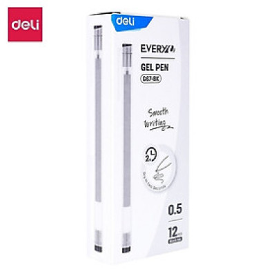 Hộp 12 cây bút bi dạng gel Deli CG67 / G67 ngòi 0.5mm viết êm trơn mực khô nhanh