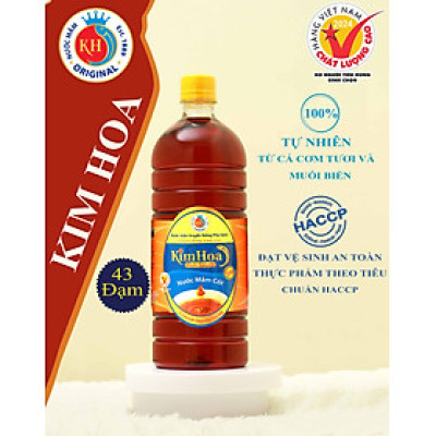 Nước mắm cốt Kim Hoa Phú Quốc 43 đạm chai nhựa 1 lít