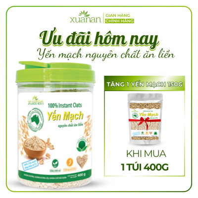 Combo 2 Hộp Yến Mạch Nguyên Chất Ăn Liền Xuân An [ko đường] 400G(Tặng Kèm 2 Túi Yến Mạch 150G)