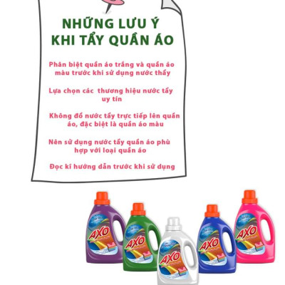 COMBO 4 CAN Nước tẩy quần áo màu đánh bay vết bẩn AXO can 5 Lít Tiết Kiệm Hương Hoa Đào/Tươi Mát