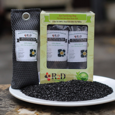 Túi hút ẩm khử mùi và lọc không khí cho tủ Giày Dép (hộp 4 túi nhỏ) làm từ Than hoạt tính gáo dừa