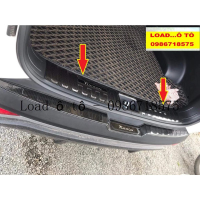 Ốp Bậc Chân, Cốp Sau Carbon Xe Huyndai Tucson 2022-23 Mẫu Vân Carbon Cao Cấp