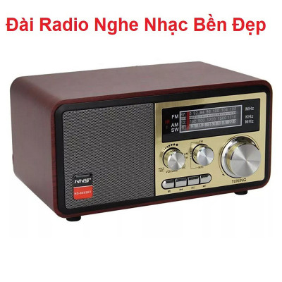 Đài Radio chất liệu gỗ bắt sóng khỏe, điều khiển từ xa, nghe nhạc Bluetooth, USB, điện 220V NNS 8093BT-Hàng Chính Hãng