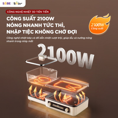 Nồi lẩu nướng đa năng Bear GR-5H22R83 Hàng chính hãng