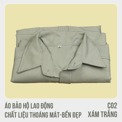 Áo bảo hộ lao động, chất liệu thoáng mát, bền đẹp - Mã C02 ( Xám Trắng)