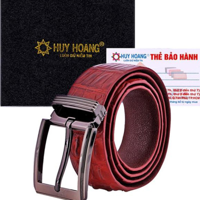 Thắt Lưng Nam Da Cá Sấu Gai Đuôi Đầu Kim Bản Lớn Huy Hoàng HT4716 - Nâu Đất