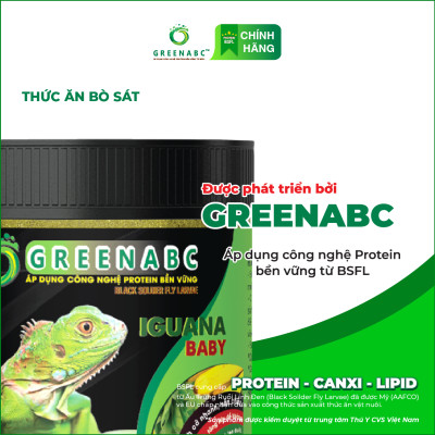 Thức ăn bò sát Iguana Baby GREENABC vị bí đỏ dùng cho Iguana từ mới nở cho đến 9x giúp tăng kích thước, lên màu đẹp, phòng chống MBD, teo đuôi – Hộp 230g