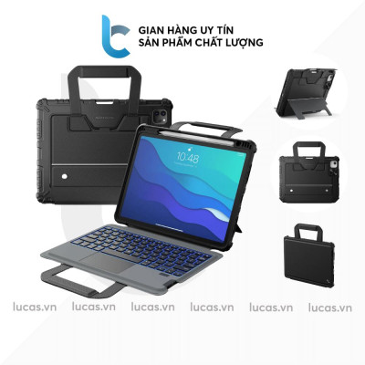 Bao da kèm Bàn Phím cho iPad Pro 13 inch M4 2024, ipad Air 6 M2 / Air4 / Air5 / Pro 11 inch M1-M2 hiệu Nillkin Carry Go Có Đèn Nền Tay Cầm Từ Tính Di Động/ Đèn nền 7 Màu/ Độ Sáng 4 Mức - Hàng chính hãng