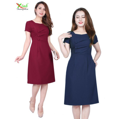 Đầm Suông Phối Cúc Thanh Lịch Gọn Dáng DL437 - DL794