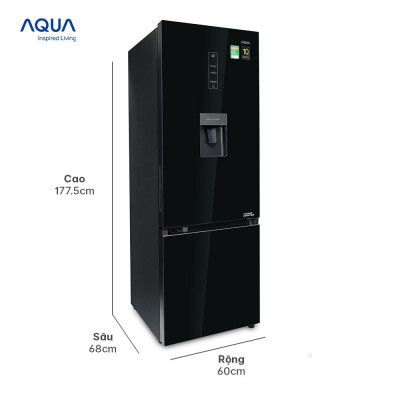 [Freeship toàn quốc - Bảo hành chính hãng 2 năm] Tủ lạnh ngăn đông dưới Aqua 320 Lít AQR-B379MA(WGB) - Hàng chính hãng
