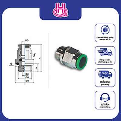 Đầu nối thẳng khí nén ren ngoài Pneumax series ART.01 - Hàng chính hãng