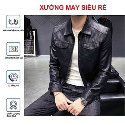 Áo khoác da nam lót lông cao cấp bao chất thời trang-A1065