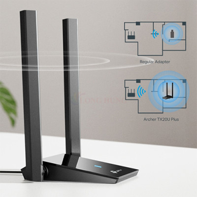 USB Wifi 6 TP-Link AX1800 Dual Antenas High Gain Wireless Archer TX20U Plus - Hàng chính hãng
