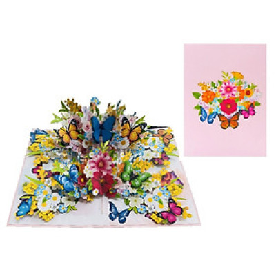 Thiệp 3D Pop Up Hoa & Bướm Sắc Màu – Thiệp Nghệ Thuật, Thiệp Chúc Mừng, Sinh Nhật, Lãng Mạn