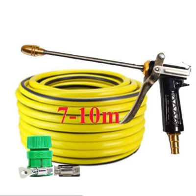 Bộ dây vòi xịt nước rửa xe, tưới cây . tăng áp 3 lần, loại 7m, 10m 206318 đầu đồng, đai, nối