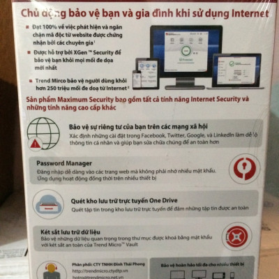 Phần Mềm Diệt Virus Trend Micro Maximum Security - 1PC - Chính Hãng