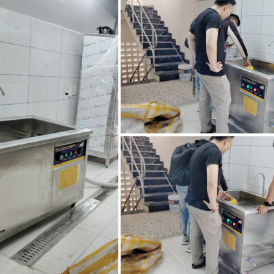 Máy rửa chén siêu âm công nghiệp nhà xưởng căng tin trường học Rama RB1500 dung tích 234L - Hàng chính hãng