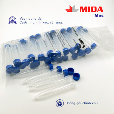 Ống ly tâm MidaMec nắp rời 15ml đóng gói 50 cái/bao