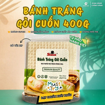 [LOẠI VUÔNG] Bánh tráng gỏi cuốn Shammi vuông size 22cm túi 400g (Bánh tráng xuất khẩu có túi zip)