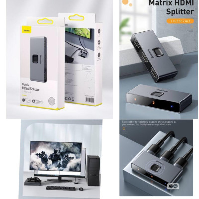 Baseus HDMI hai chiều - Bộ chuyển đổi bộ chia HDMI 2x 4K / 30 Hz màu xám (CAHUB-BC0G) - hàng chính hãng