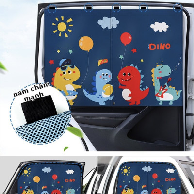 Rèm Che Nắng NAM CHÂM 2 Lớp Hoạt Hình Dễ Thương Xe Ô Tô | Màn Dày Dặn, Có Lưới Bảo Vệ Chống Muỗi, Hít Nam Châm