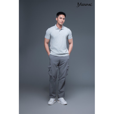 Quần nam kaki xám nhạt túi hộp ống đứng